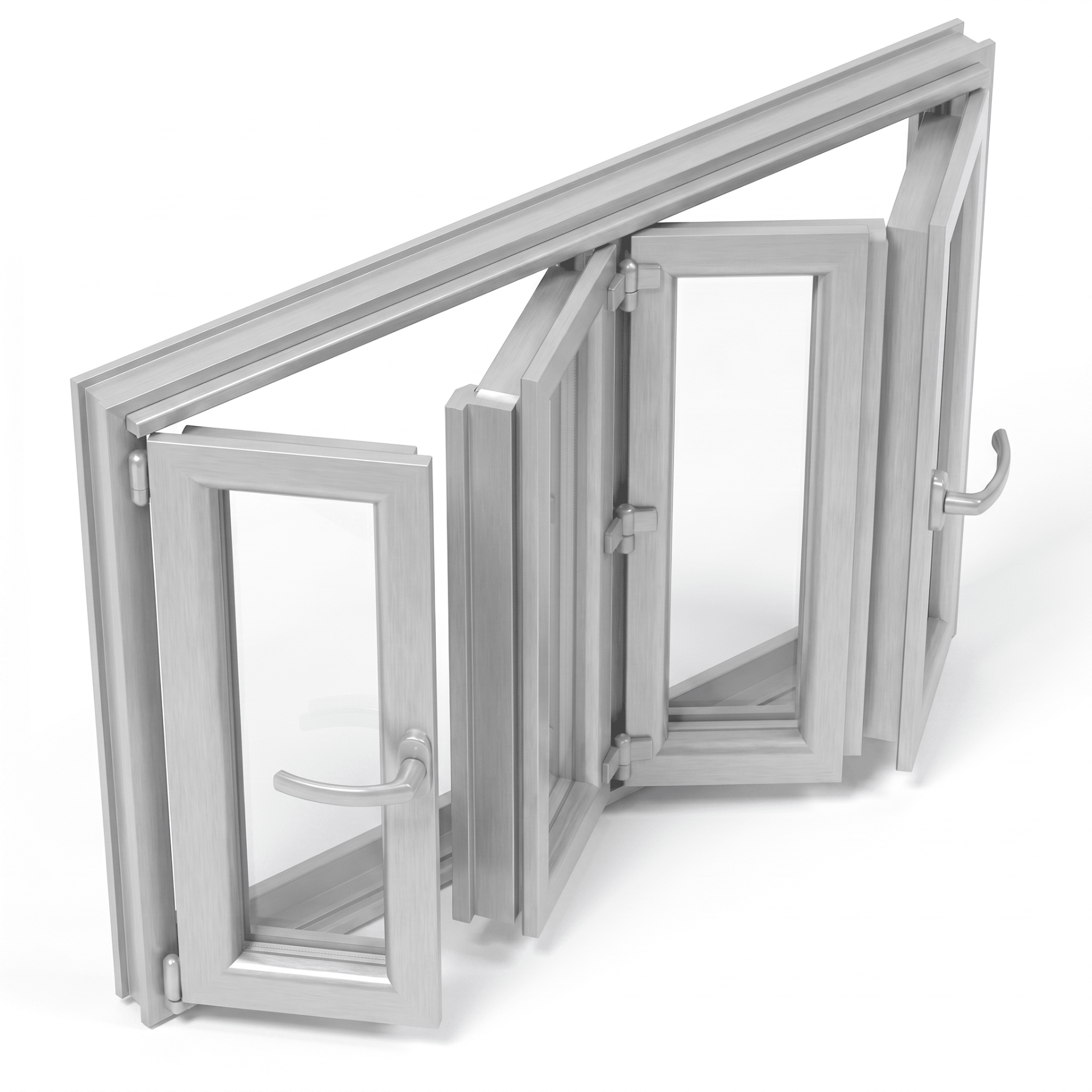 Apertura plegable PVC acabado Silver · Aluminio